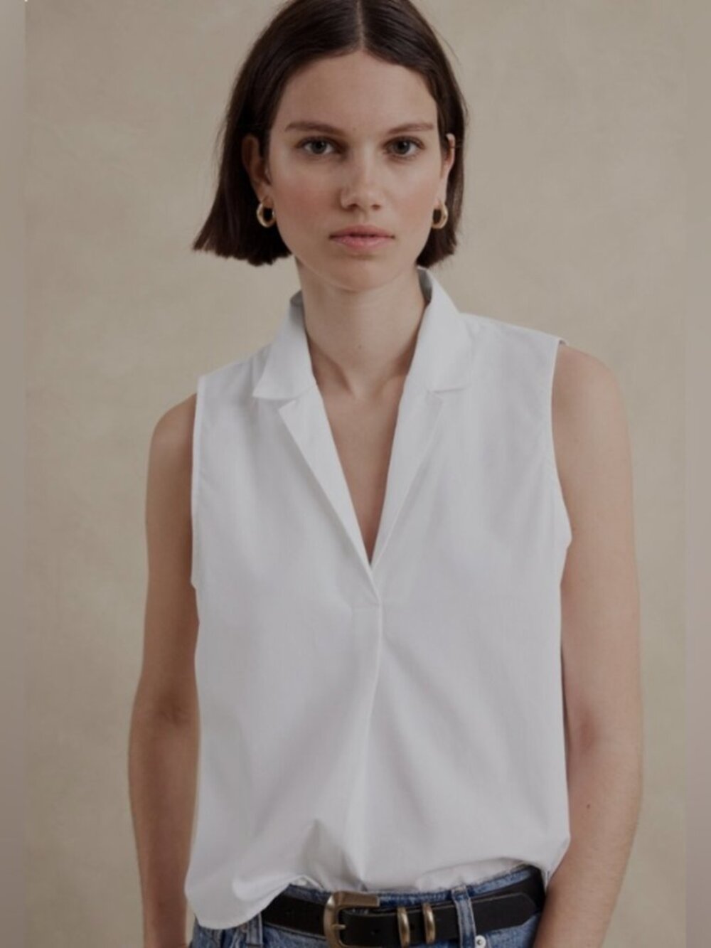 Banana Republic Poplin Collared Top - White